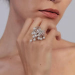 Load image into Gallery viewer, Adjustable Pearl Tassel Ring Women Sparkling Rivulet S5P889