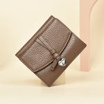 Load image into Gallery viewer, Pebble Grain Genuine Leather Short Bi-fold Wallet N6D024