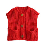 Load image into Gallery viewer, Patch Pocket Vest Sleeveless Knit Lightweight N5Z245