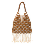 Load image into Gallery viewer, Handwoven Wood Bead Fringe Tote Beach Large Capacity S5P963