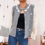 Load image into Gallery viewer, Lace Sleeve Bow Cardigan Women Pink Gray Beige N5A870