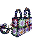 Load image into Gallery viewer, Hand Beaded Acrylic Grid Tote Open Top Construction S5P406