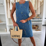 Load image into Gallery viewer, Floral Relaxed Vest Dress Mid Weight Blue N5A245