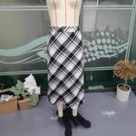 Load image into Gallery viewer, Black White Plaid Skirt Women High Waist N5A757