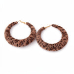Load image into Gallery viewer, Womens Vintage Leopard Print Faux Horsehair Hoop Earrings N6K172