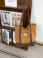 Load image into Gallery viewer, Women's Large Floral Color-Block Suede-Feel Tote Bag N6J210
