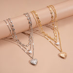 Load image into Gallery viewer, Vintage Faux Pearl Heart Layered Sweater Chain Women N6H149