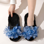 Load image into Gallery viewer, Floral Petal Open Toe Slippers Candy Color Plush M5A282
