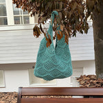 Load image into Gallery viewer, Knit Openwork Diamond Tote Bag Women N6C056