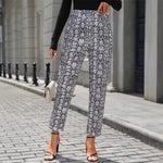 Load image into Gallery viewer, Snake Print Tapered Pants Women Gray N5A487