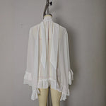 Load image into Gallery viewer, White Halter Sheer Cape Blouse Women Long Sleeve N5A922
