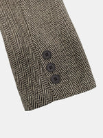 Load image into Gallery viewer, Brown Houndstooth Blazer Elegant Flower Brooch Jacket N5A907