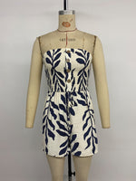 Load image into Gallery viewer, French Vacation Leaf Print Tube Top Romper Women N6C242