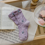 Load image into Gallery viewer, Vintage Embossed Floral Mid-Calf Socks Women Cotton N6H021
