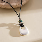 Load image into Gallery viewer, Leather Cord Ceramic Pendant Choker Cold Minimal N6H142