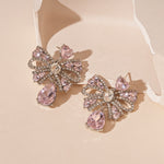 Load image into Gallery viewer, Bow Teardrop Earrings Alloy Prong-Set Crystals Silver S5P131