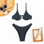 Load image into Gallery viewer, Two Piece Underwire Solid Bikini Set Women N6A074