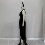 Load image into Gallery viewer, Black Slit Sleeveless Maxi Dress Women A Line Elegant N5A697