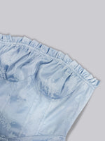 Load image into Gallery viewer, Blue Strapless Smocked Princess Satin Dress Women N5A939