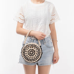 Load image into Gallery viewer, Hand Woven Wooden Bead Circle Bag Drawstring Closure S5P370