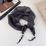Load image into Gallery viewer, Womens Black and White Polka Dot Beaded Triangle Scarf N6K272