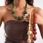 Load image into Gallery viewer, Womens Vintage Marbled Oval Acrylic Beaded Necklace N6K183