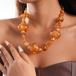 Load image into Gallery viewer, Womens Vintage Marbled Oval Acrylic Beaded Necklace N6K183