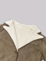 Load image into Gallery viewer, Suede Fleece Jacket Women Brown Sherpa Lined Coat N5A775