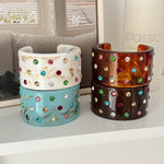 Load image into Gallery viewer, Colorful Crystal C-Shape Resin Bangle Bracelet N6F097