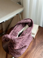 Load image into Gallery viewer, Dusty Pink Tweed Shoulder Bag Women Vintage Woven S5P705