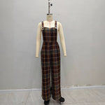 Load image into Gallery viewer, Brown Plaid Jumpsuit Women High Waist Wide N5A899