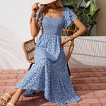 Load image into Gallery viewer, Smocking Square Neck Floral Summer Dress Women N6A204