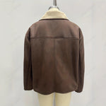 Load image into Gallery viewer, Reversible Jacket Women Faux Fur Collar Sherpa Lining N5A770