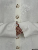Load image into Gallery viewer, Gold Button Single-Breasted Round Neck Short Cardigan N6G143