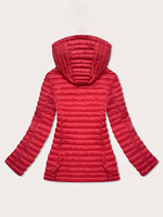 Load image into Gallery viewer, Red Long Padded Coat Women Hooded Windproof Zip N5A772