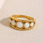 Load image into Gallery viewer, Opal French Ring Steel 18K Gold Vintage Luxury S5P021
