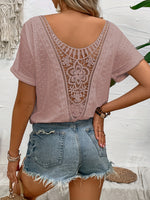 Load image into Gallery viewer, Multicolor Knit Jacquard Embroidery Hollow Raglan Tee N5A971