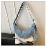 Load image into Gallery viewer, Women's Washed Denim Dumpling Crossbody Bag N6J197