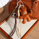 Load image into Gallery viewer, Leather Articulated Bear Alloy Bag Charm Brown S5P942