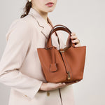 Load image into Gallery viewer, Genuine Leather Bucket Bag Handheld Shoulder Purse N6F148