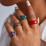 Load image into Gallery viewer, Dopamine Zircon Resin Ombré Geometric Ring Women N6H099