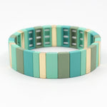 Load image into Gallery viewer, Frosted Enamel Bangle Mint Jade Geometric Alloy S5P037
