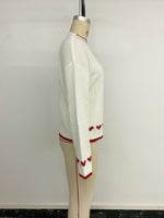 Load image into Gallery viewer, White Heart Jacquard Sweater Knit Layering Pullover N5A814