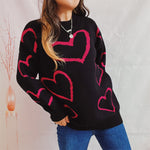 Load image into Gallery viewer, Love Pattern Knit Sweater Women Round Neck Winter N5A878
