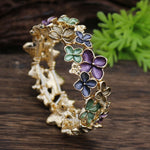 Load image into Gallery viewer, Enamel Cherry Blossom Stretch Bangle Women N6C215