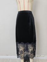 Load image into Gallery viewer, Velvet Lace High Waist Bodycon Midi Skirt Slit N6F195