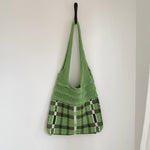Load image into Gallery viewer, Gingham Openwork Knit Tote Bag Vintage Women N6C059