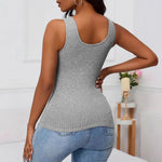 Load image into Gallery viewer, Lace Trim V Neck Ribbed Tank Women Fitted Knit Top N5A766