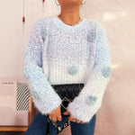 Load image into Gallery viewer, Gradient 3D Floral Knit Sweater Women Round Neck N5A856