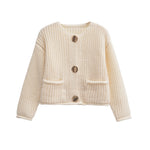 Load image into Gallery viewer, Round Neck Long Sleeve Knit Cardigan Women N5A575